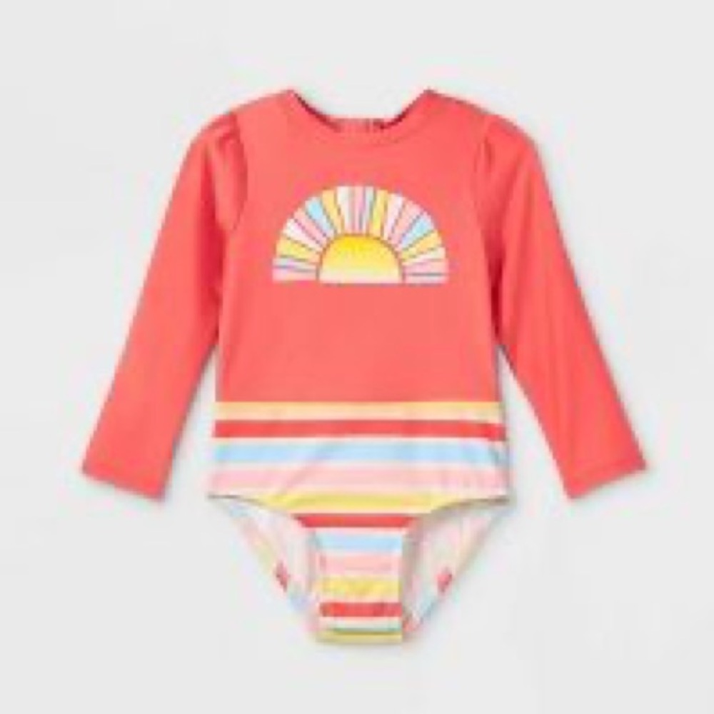 Cat & Jack rash guard toddler girl swimsuit - size 2T